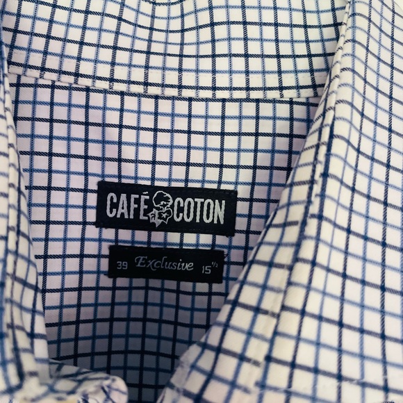 Cafe coton blue and white dress shirt - Picture 2 of 3